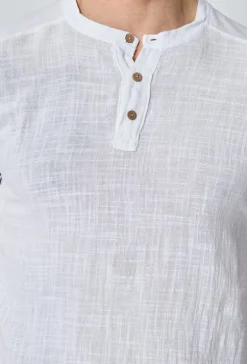 Ensemble polo pantalon uni effet lin