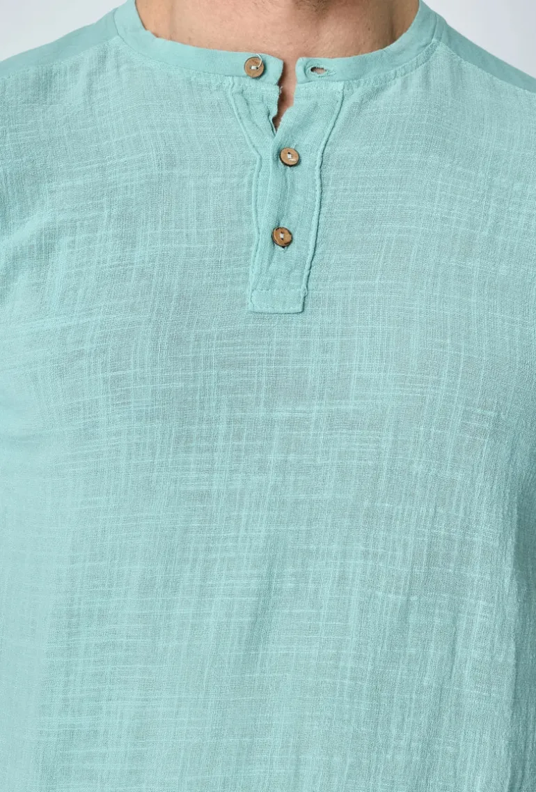 Ensemble polo pantalon uni effet lin