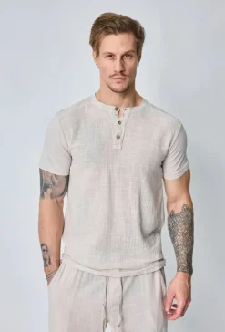 Ensemble polo pantalon uni effet lin