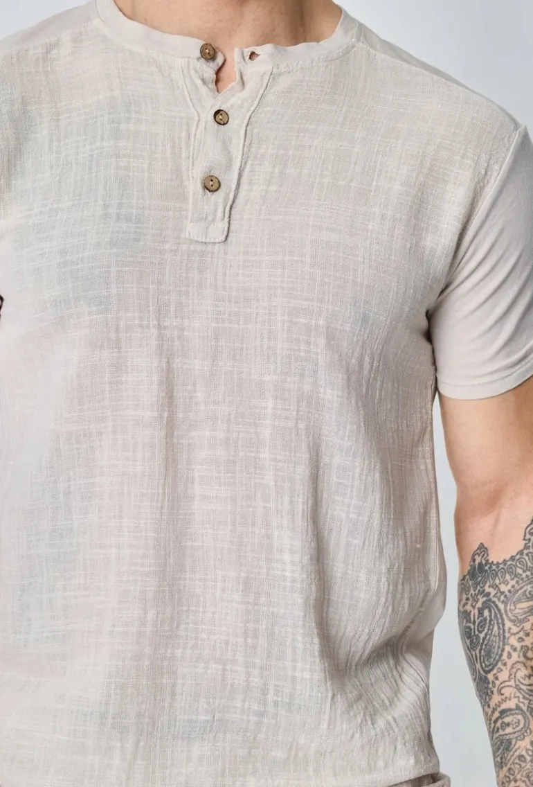 Ensemble polo pantalon uni effet lin