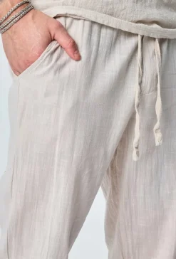 Ensemble polo pantalon uni effet lin