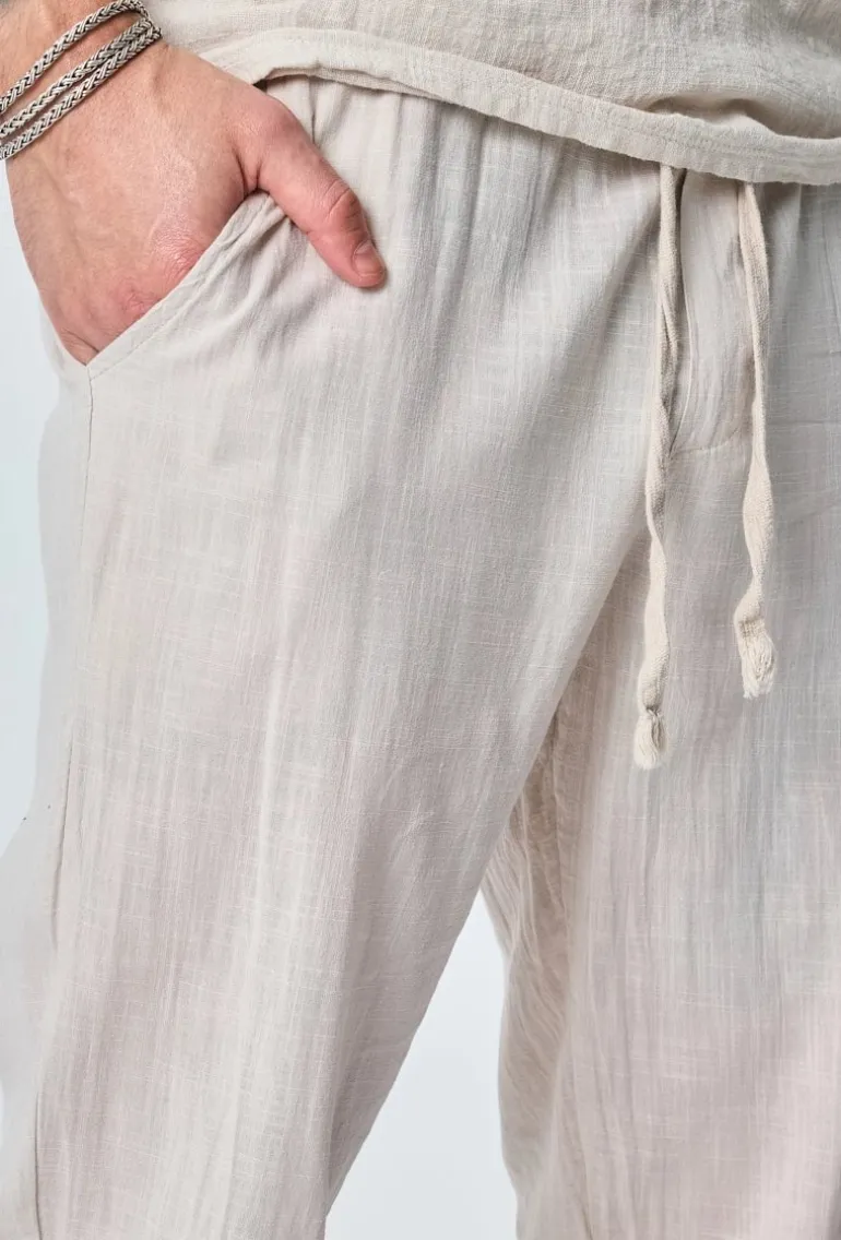 Ensemble polo pantalon uni effet lin
