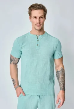 Ensemble polo pantalon uni effet lin