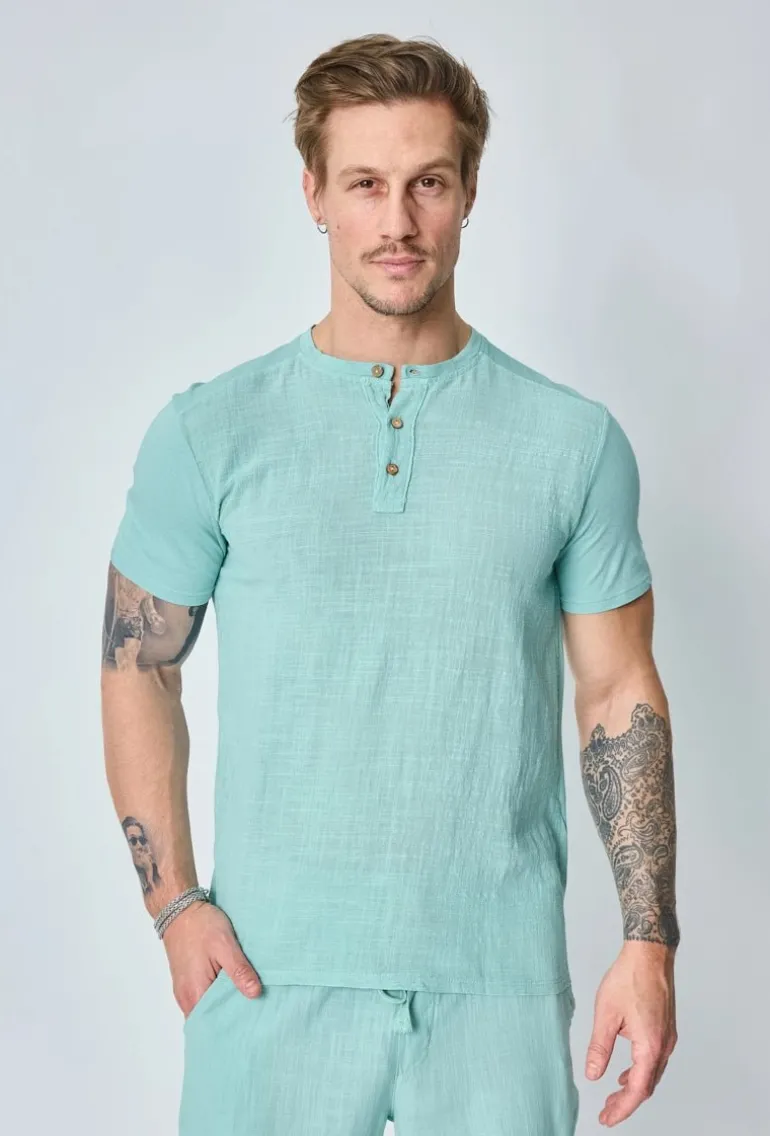 Ensemble polo pantalon uni effet lin