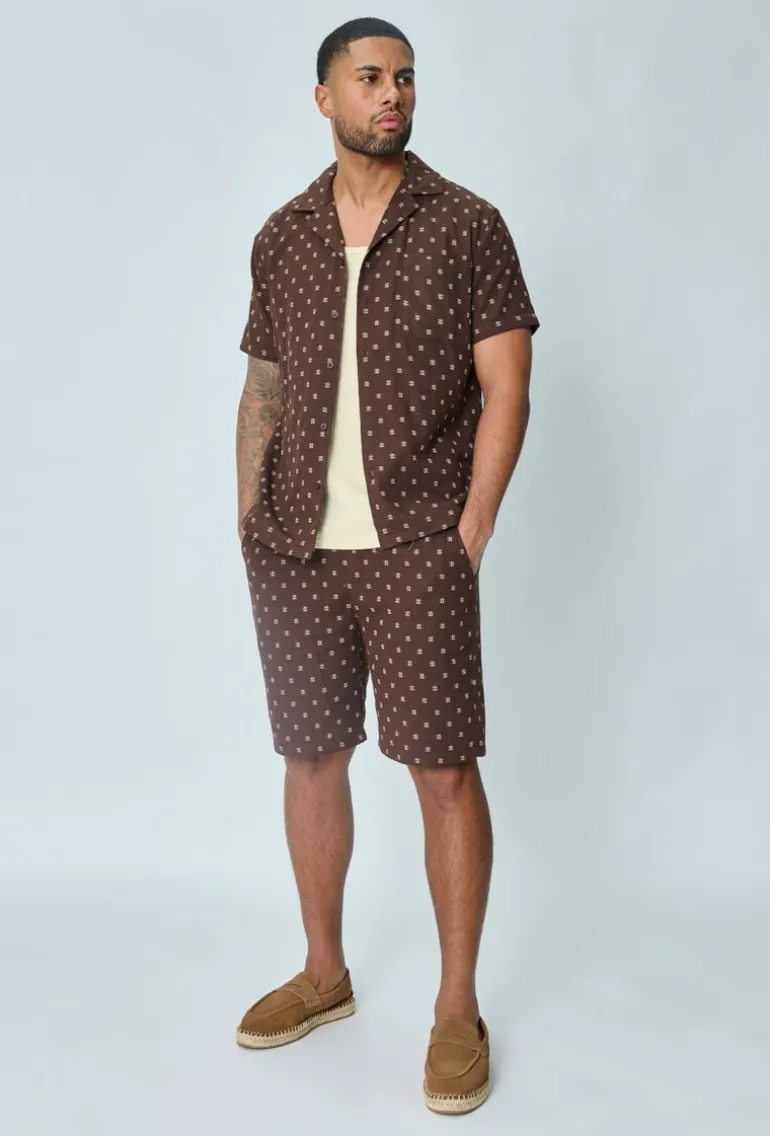 Ensemble short et chemise broder