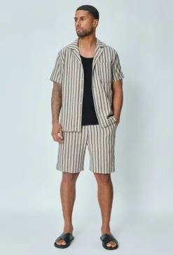 Ensemble short et chemise a rayures