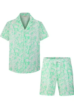 Ensemble short et chemise a motifs abstraits