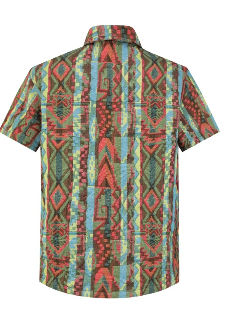 Ensemble short et chemise manche courte a motifs géométriques