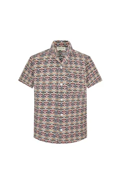 Ensemble short et chemise a motifs géométriques