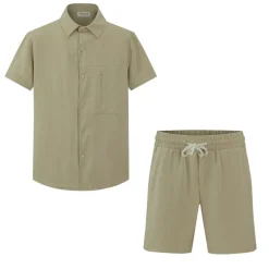 Ensemble uni chemise manches courtes short