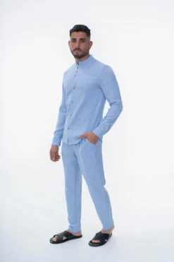 Ensemble uni chemise manches courtes pantalon