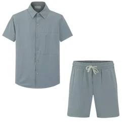 Ensemble uni chemise manches courtes short