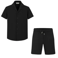 Ensemble uni chemise manches courtes short