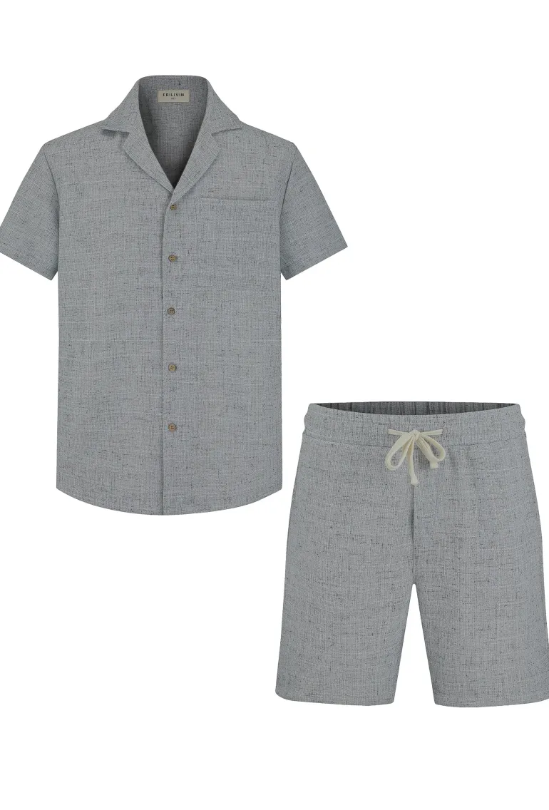 Ensemble uni chemise manches courtes short