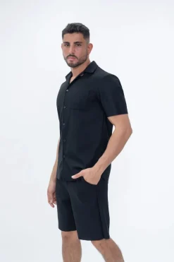 Ensemble uni plissé chemise et short