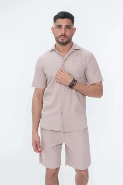 Ensemble uni plissé chemise et short