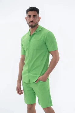 Ensemble uni plissé chemise et short