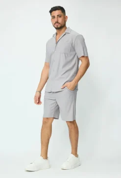 Ensemble uni plissé chemise et short