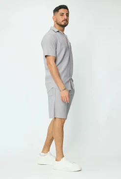 Ensemble uni plissé chemise et short
