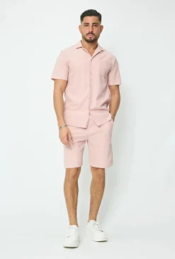 Ensemble uni plissé chemise et short