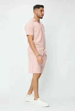 Ensemble uni plissé chemise et short