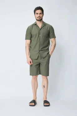 Ensemble uni plissé chemise et short
