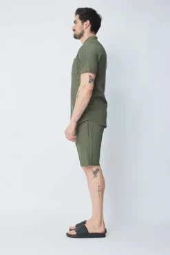 Ensemble uni plissé chemise et short