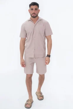 Ensemble uni plissé chemise et short