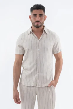 Ensemble uni rayé chemise pantalon