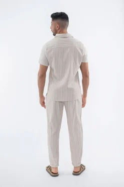 Ensemble uni rayé chemise pantalon