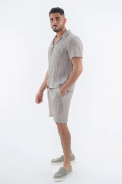 Ensemble uni texturé chemise short