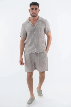 Ensemble uni texturé chemise short