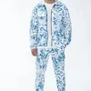 Ensemble veste et pantalon à motifs géométrique