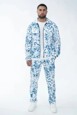 Ensemble veste et pantalon à motifs géométrique
