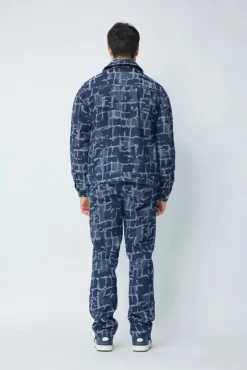 Ensemble veste et pantalon en jean à motif