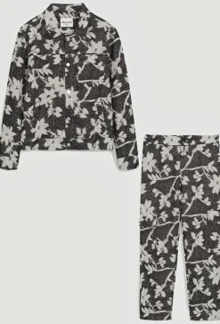 Ensemble veste pantalon à motif feuillage