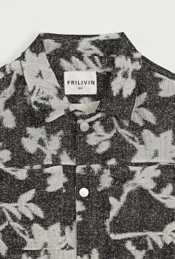 Ensemble veste pantalon à motif feuillage