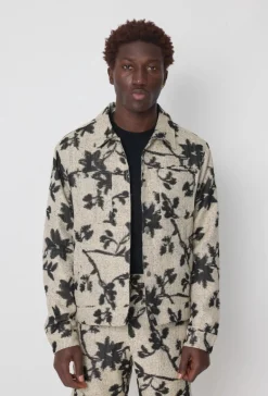 Ensemble veste pantalon à motif feuillage