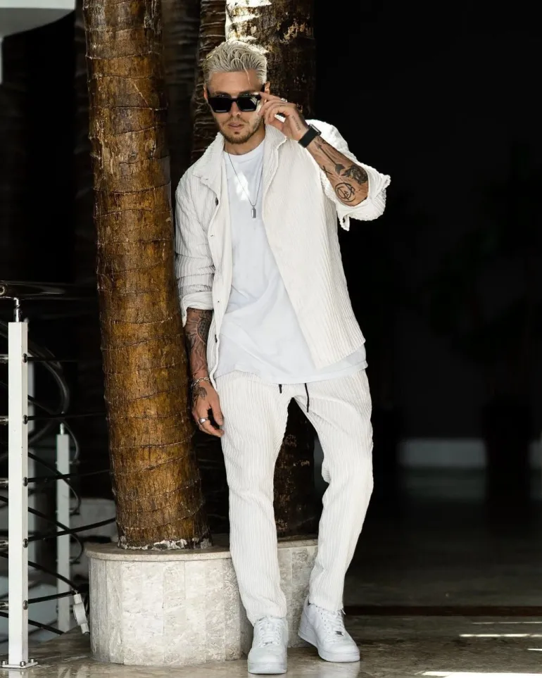 Ensemble veste pantalon effet froissé