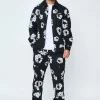 Ensemble veste pantalon en jean fleurie