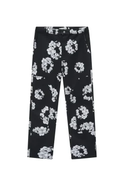 Ensemble veste pantalon en jean fleurie