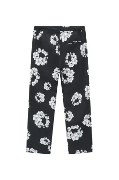 Ensemble veste pantalon en jean fleurie