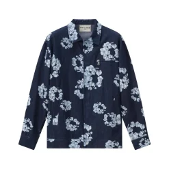 Ensemble veste pantalon en jean fleurie