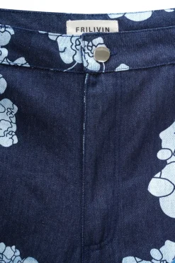 Ensemble veste pantalon en jean fleurie
