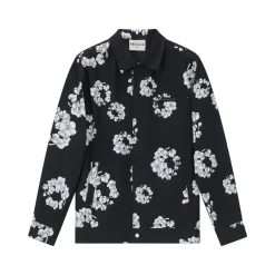 Ensemble veste pantalon en jean fleurie