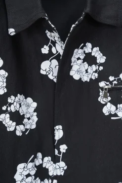 Ensemble veste pantalon en jean fleurie