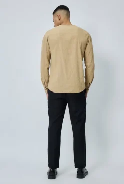 Haut décontractée col v effet lin