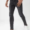 Jean effet déchiré avec empiècement