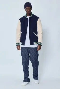 Jean large à motifs damier avec fentes