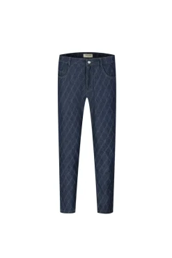 Jean large à motifs damier avec fentes